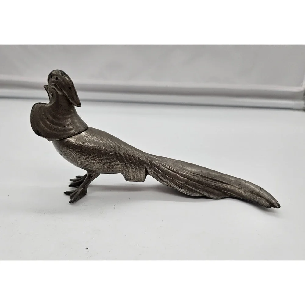 Vintage Metal Pheasant Made in USA 430 Silver Tone Bird Figurine
